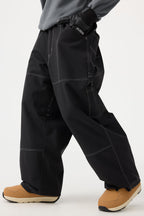 Women's Beige Baggy Oxford Snow Pants Workwear Ski Pants - Gsou Snow