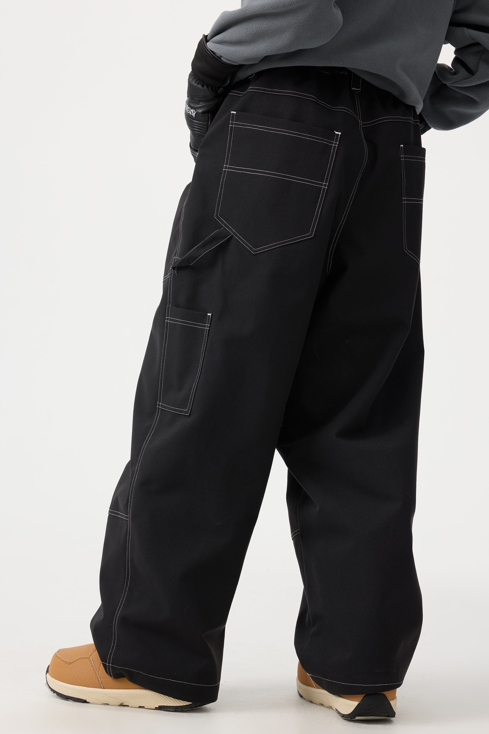 Women's Beige Baggy Oxford Snow Pants Workwear Ski Pants - Gsou Snow