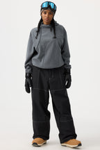 Women's Black Baggy Workwear Ski Pants Oxford Snow Pants