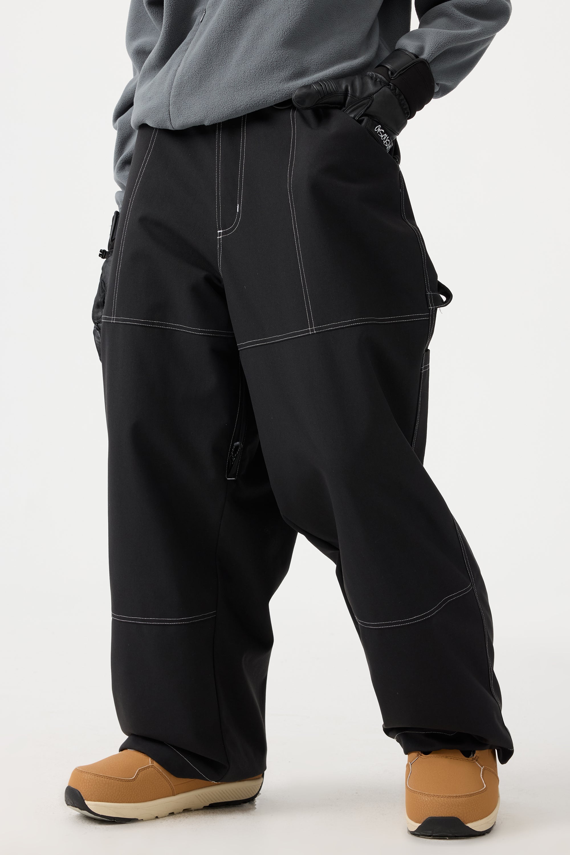 Women's Dark Brown Baggy Snow Pants Oxford Workwear Ski Pants - Gsou Snow