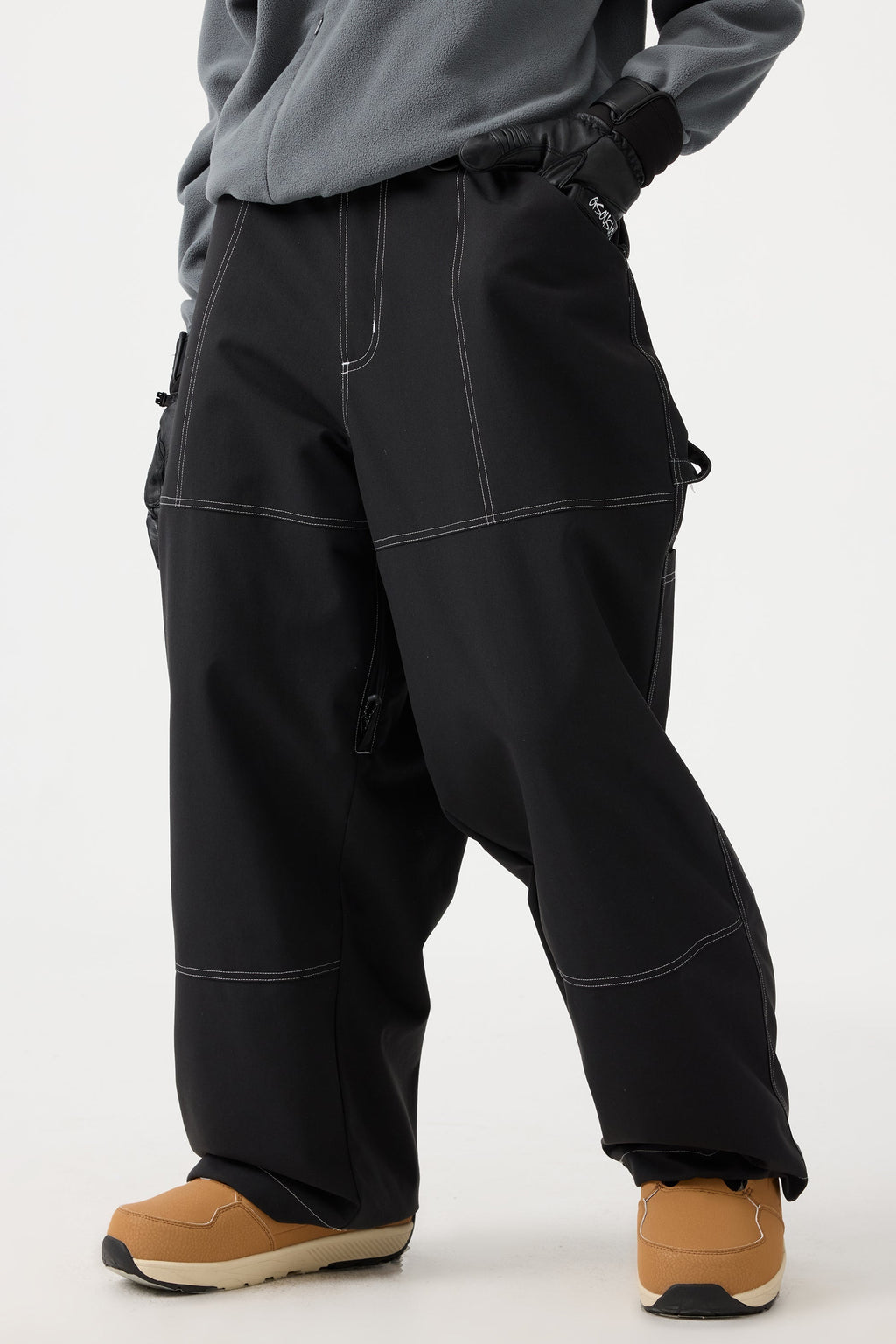 Women's Black Baggy Workwear Ski Pants Oxford Snow Pants