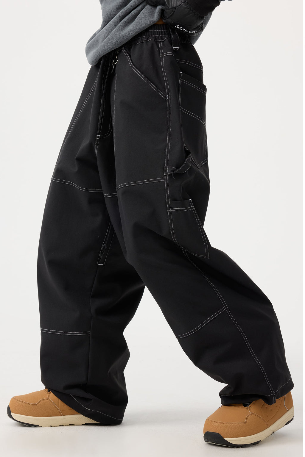 Women's Black Baggy Workwear Ski Pants Oxford Snow Pants