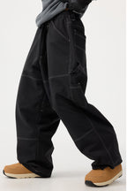 Women's Dark Brown Baggy Snow Pants Oxford Workwear Ski Pants - Gsou Snow