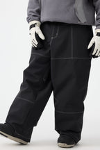 Men's Beige Baggy Workwear Ski Pants Oxford Snow Pants