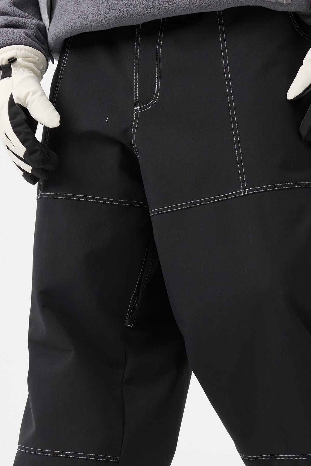 Men's Beige Baggy Workwear Ski Pants Oxford Snow Pants