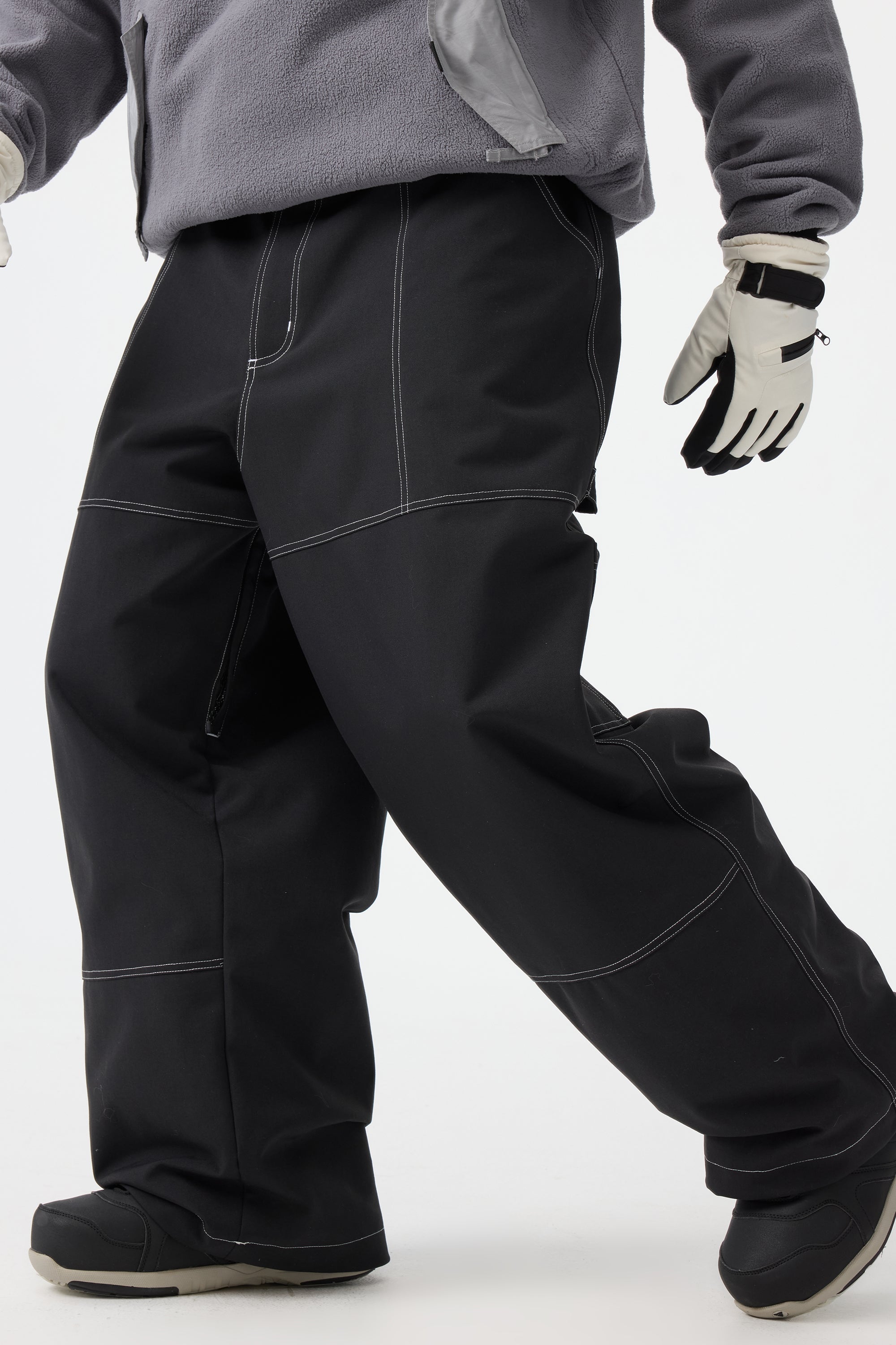Men's Black Baggy Workwear Ski Pants Oxford Snow Pants
