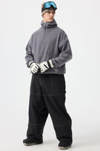 Men's Black Baggy Workwear Ski Pants Oxford Snow Pants