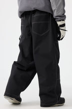 Men's Beige Baggy Workwear Ski Pants Oxford Snow Pants