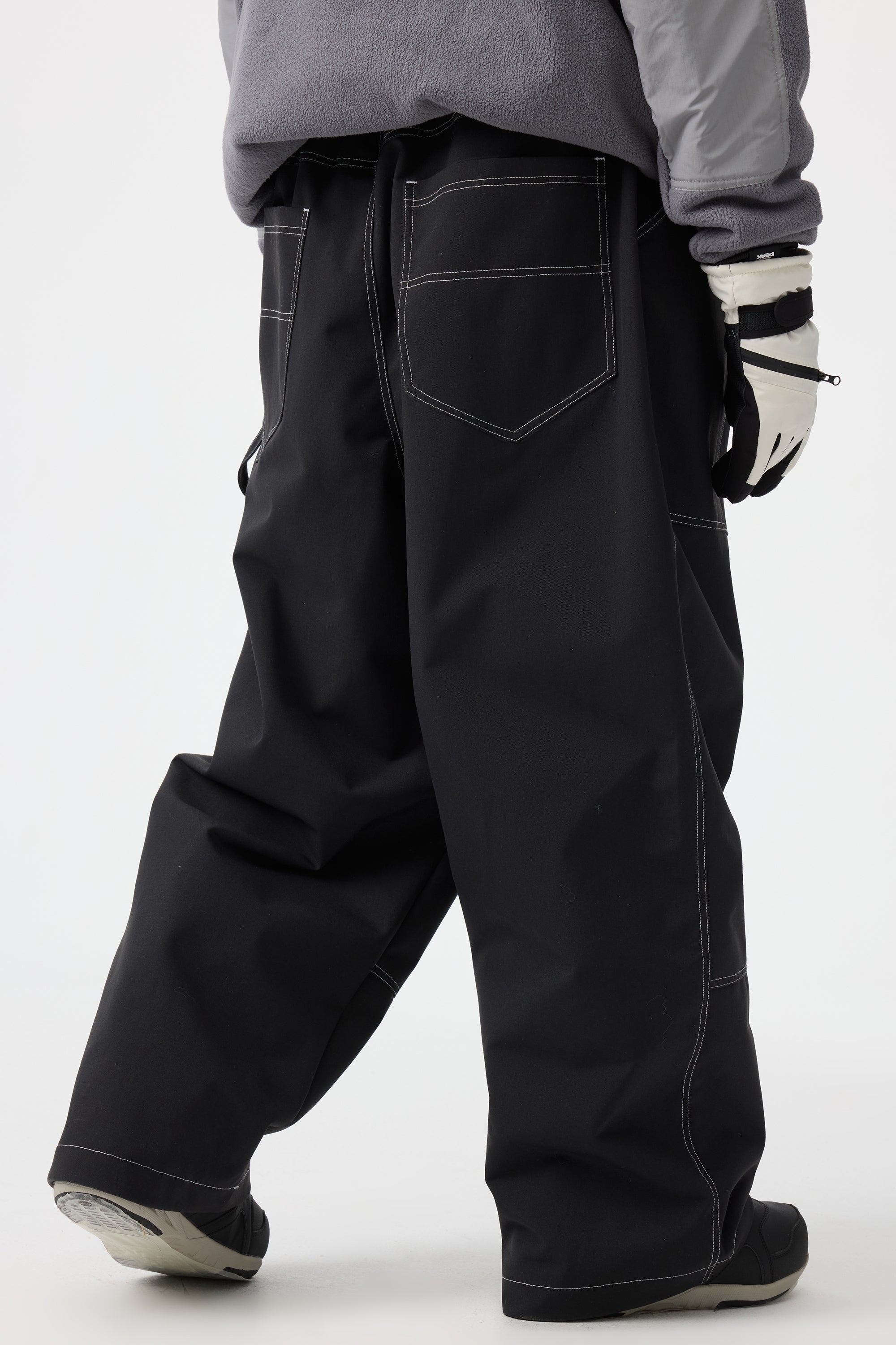 Men's Dark Brown Baggy Snow Pants Oxford Workwear Ski Pants - Gsou Snow