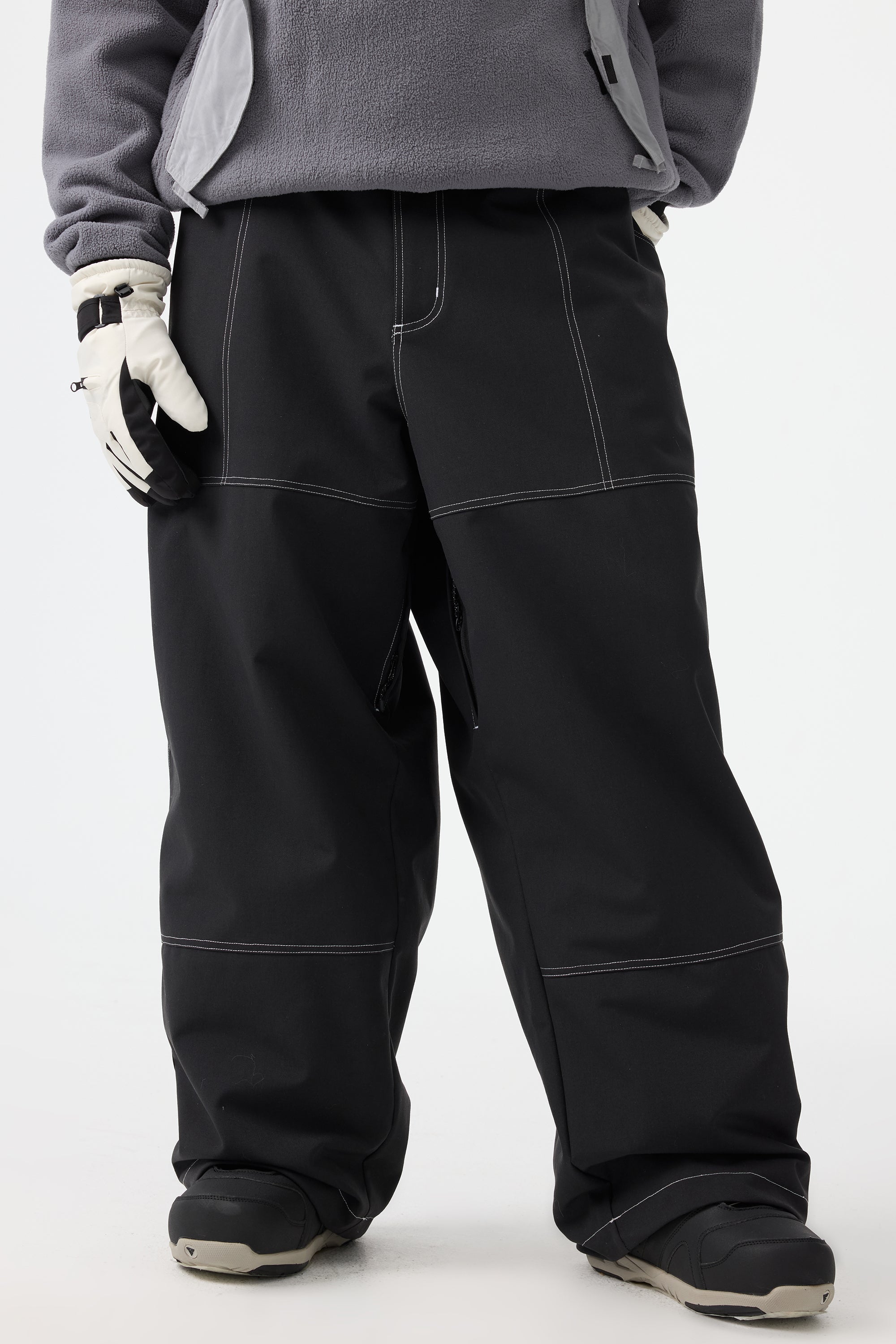 Men's Dark Brown Baggy Snow Pants Oxford Workwear Ski Pants - Gsou Snow