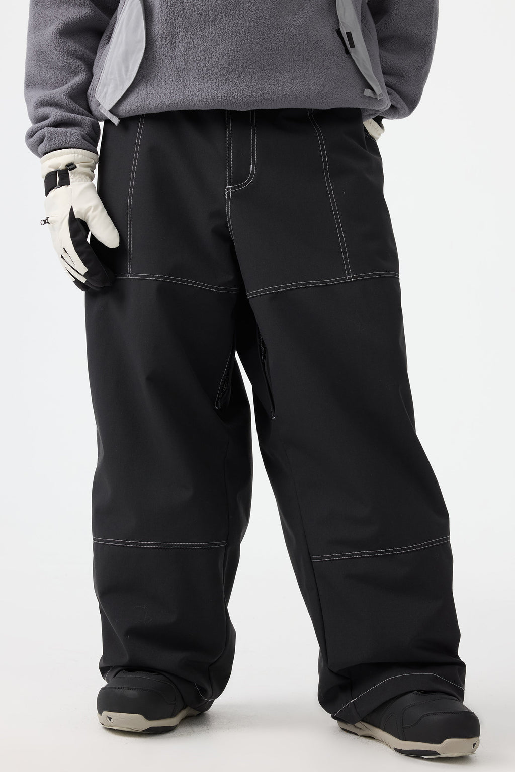 Men's Beige Baggy Workwear Ski Pants Oxford Snow Pants