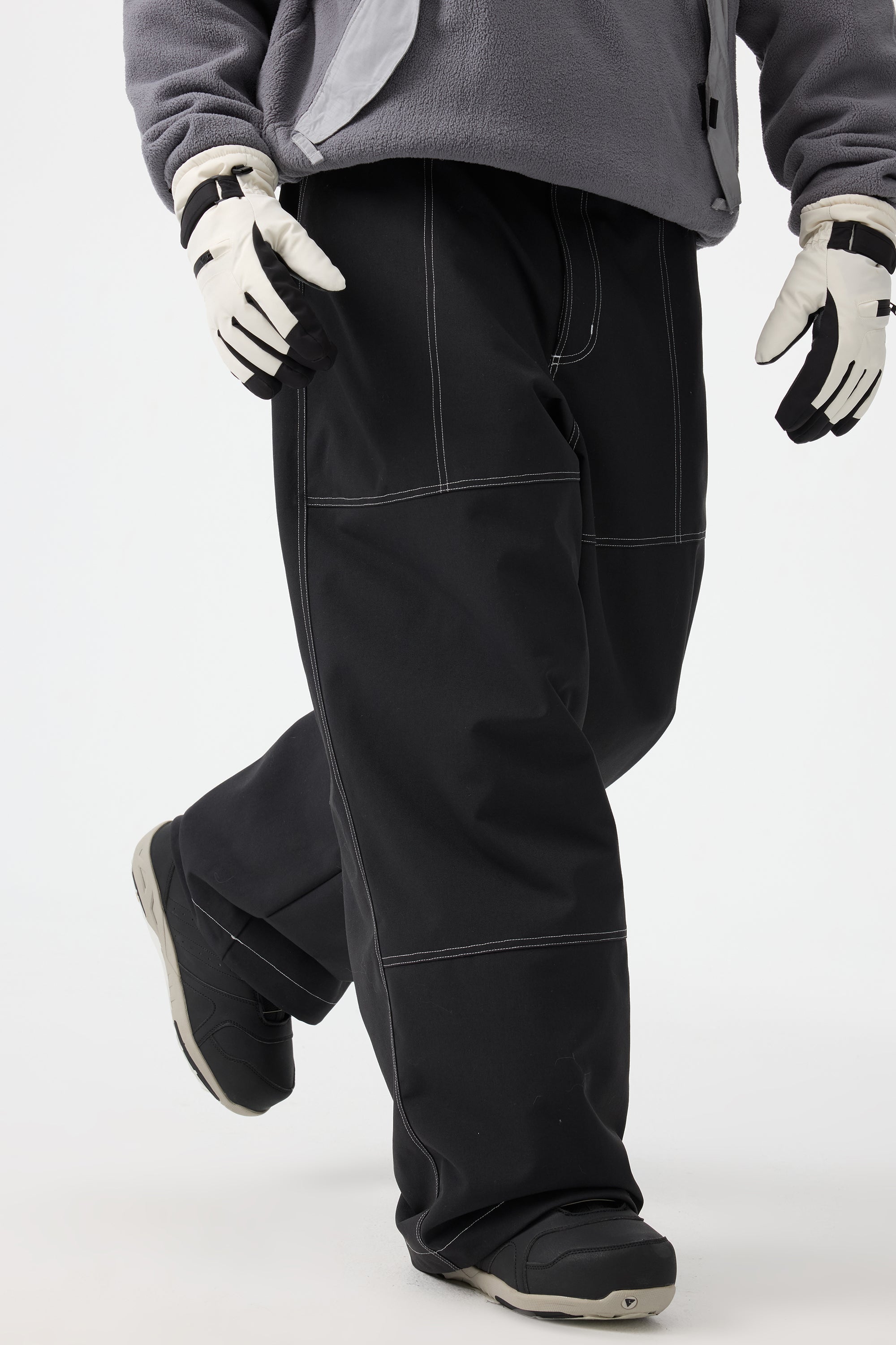 Men's Black Baggy Workwear Ski Pants Oxford Snow Pants