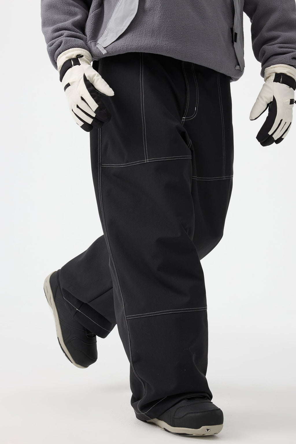 Men's Beige Baggy Workwear Ski Pants Oxford Snow Pants