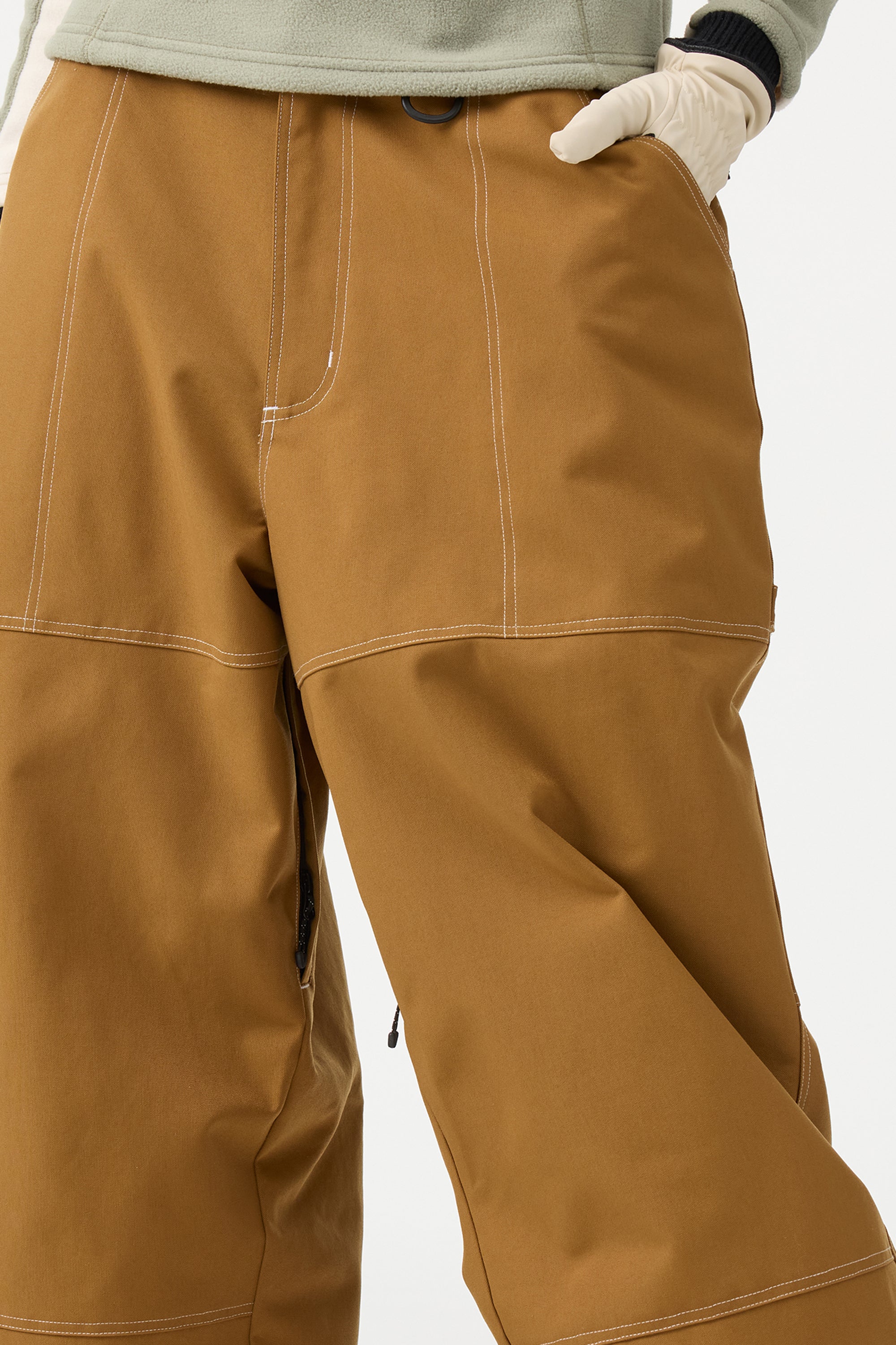 Women's Beige Baggy Workwear Ski Pants Oxford Snow Pants