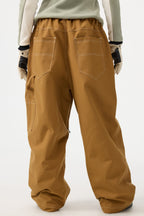 Women's Dark Brown Baggy Workwear Ski Pants Oxford Snow Pants