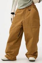 Women's Dark Brown Baggy Workwear Ski Pants Oxford Snow Pants