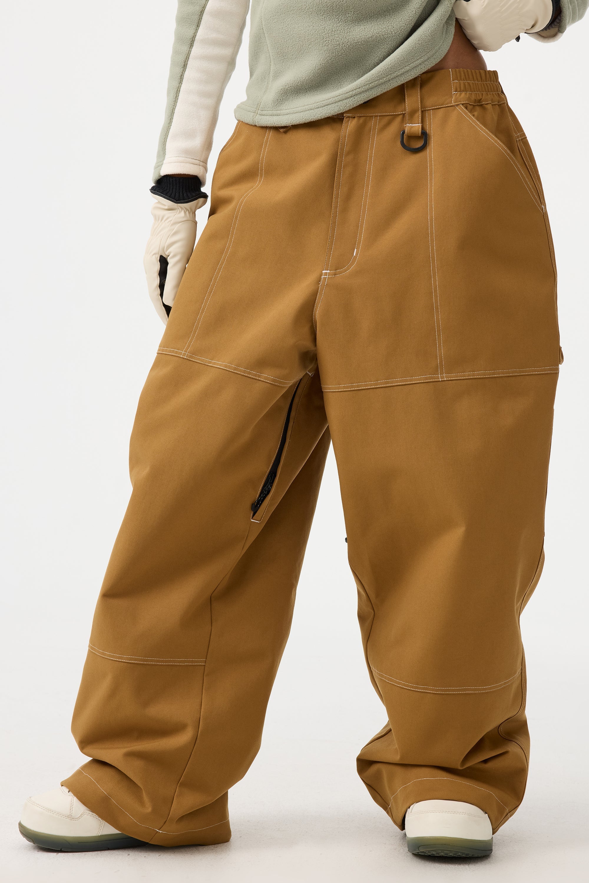 Women's Dark Brown Baggy Workwear Ski Pants Oxford Snow Pants