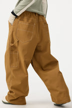 Women's Caramel Baggy Workwear Ski Pants Oxford Snow Pants