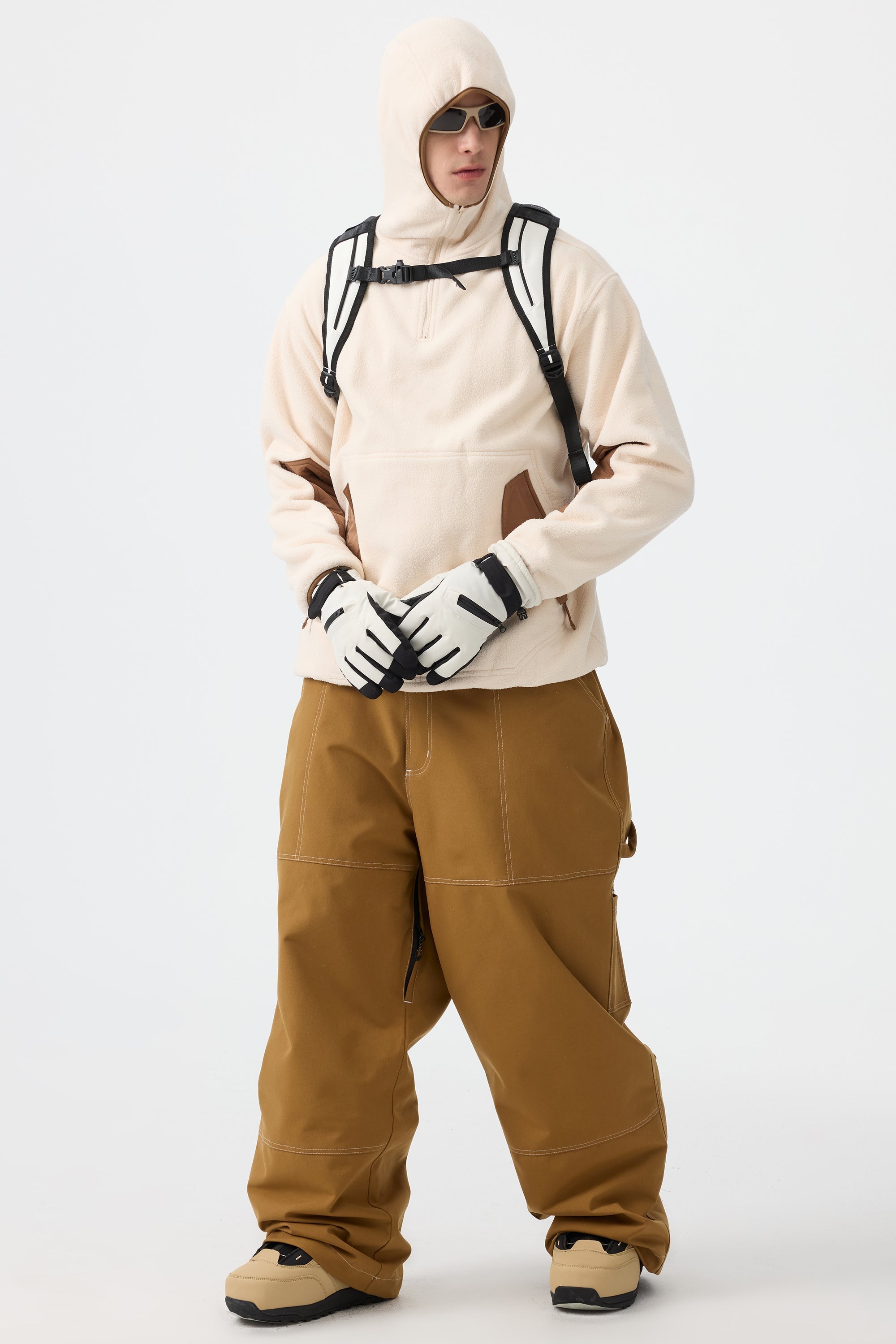 Men's Black Baggy Oxford Snow Pants Workwear Ski Pants - Gsou Snow