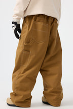 Men's Beige Baggy Workwear Ski Pants Oxford Snow Pants