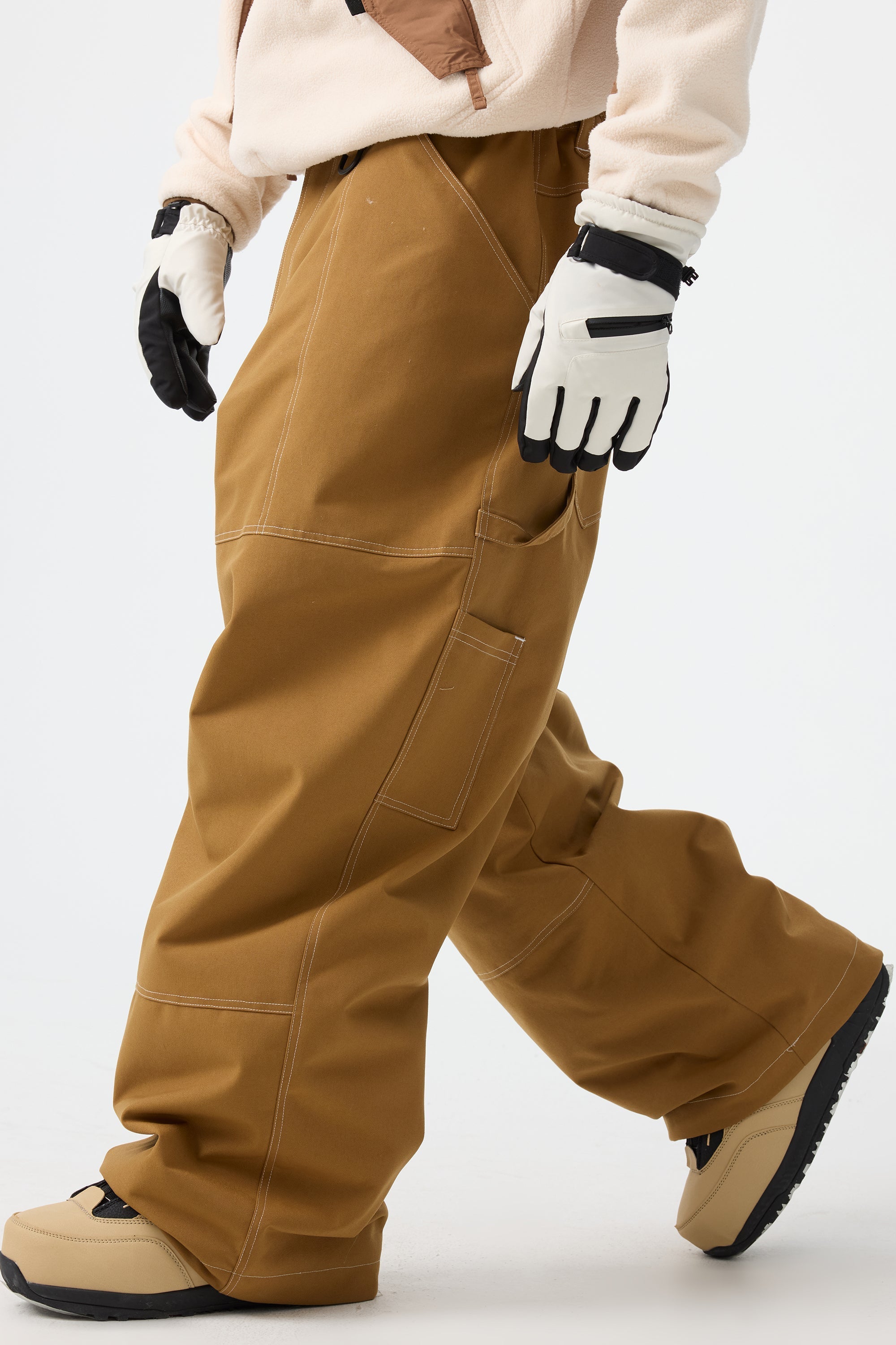 Men's Caramel Baggy Workwear Ski Pants Oxford Snow Pants