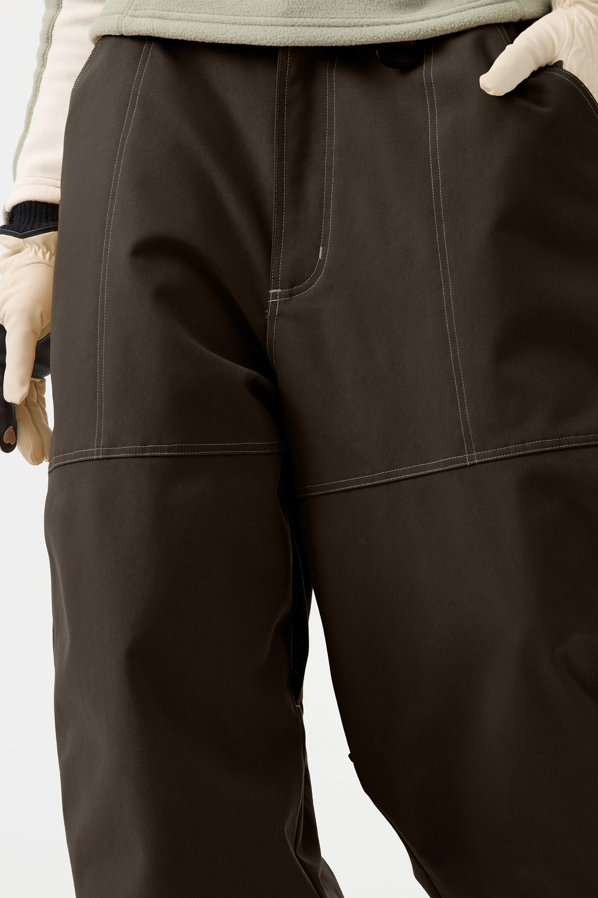 Women's Beige Baggy Oxford Snow Pants Workwear Ski Pants - Gsou Snow