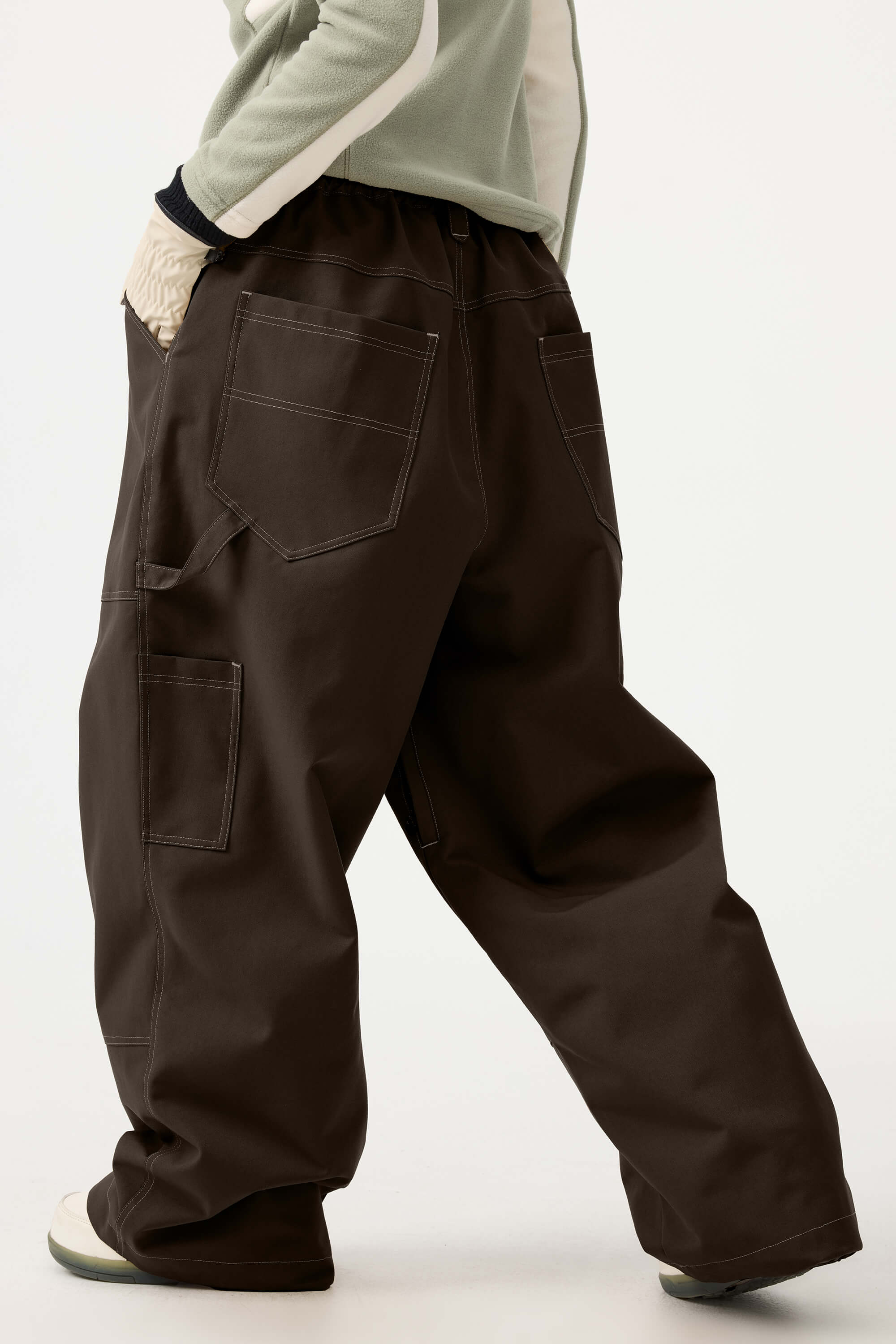 Women's Caramel Baggy Workwear Ski Pants Oxford Snow Pants
