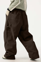Women's Beige Baggy Workwear Ski Pants Oxford Snow Pants