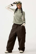 Women's Caramel Baggy Workwear Ski Pants Oxford Snow Pants