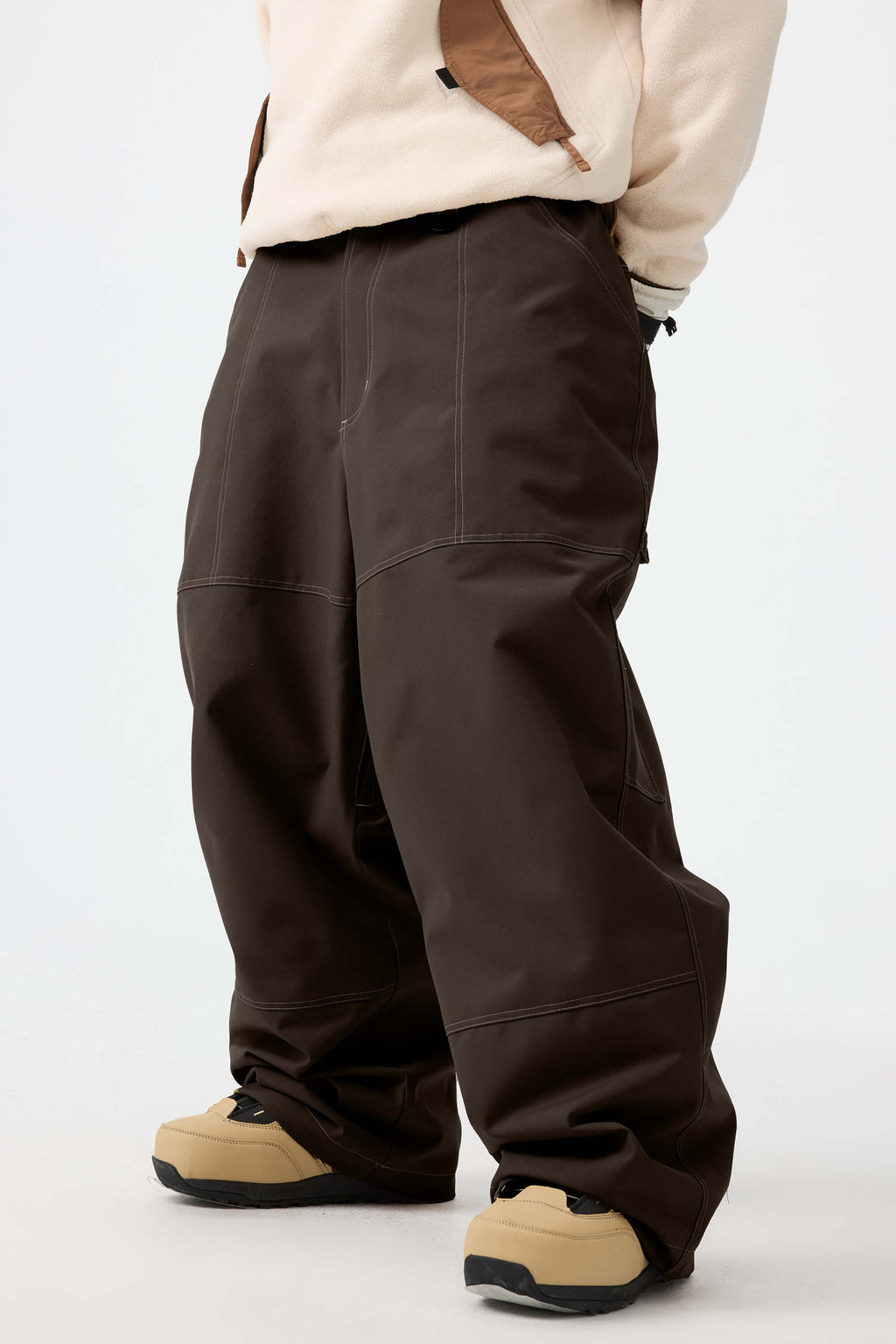 Men's Dark Brown Baggy Workwear Ski Pants Oxford Snow Pants
