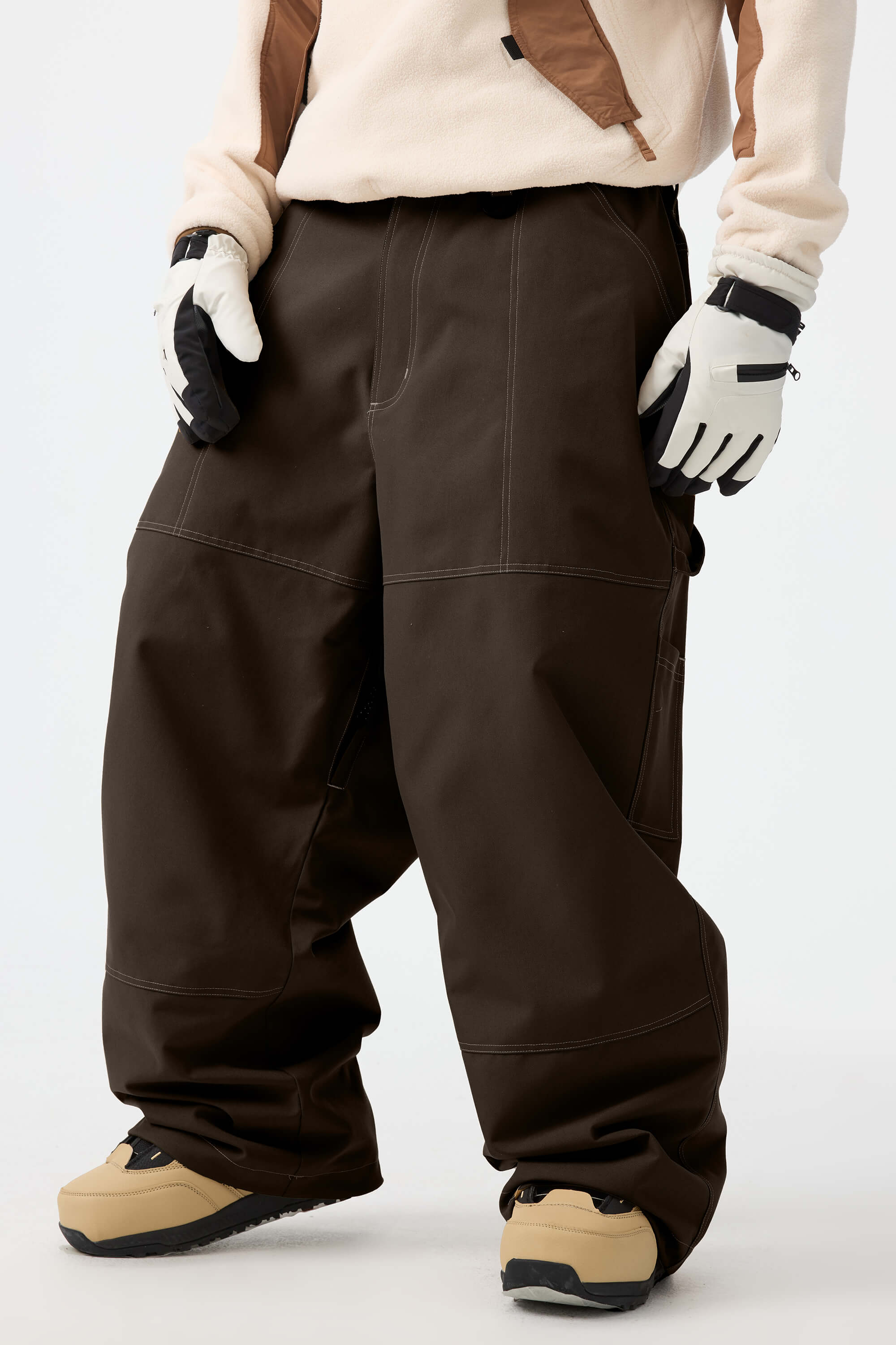 Men's Caramel Baggy Workwear Ski Pants Oxford Snow Pants