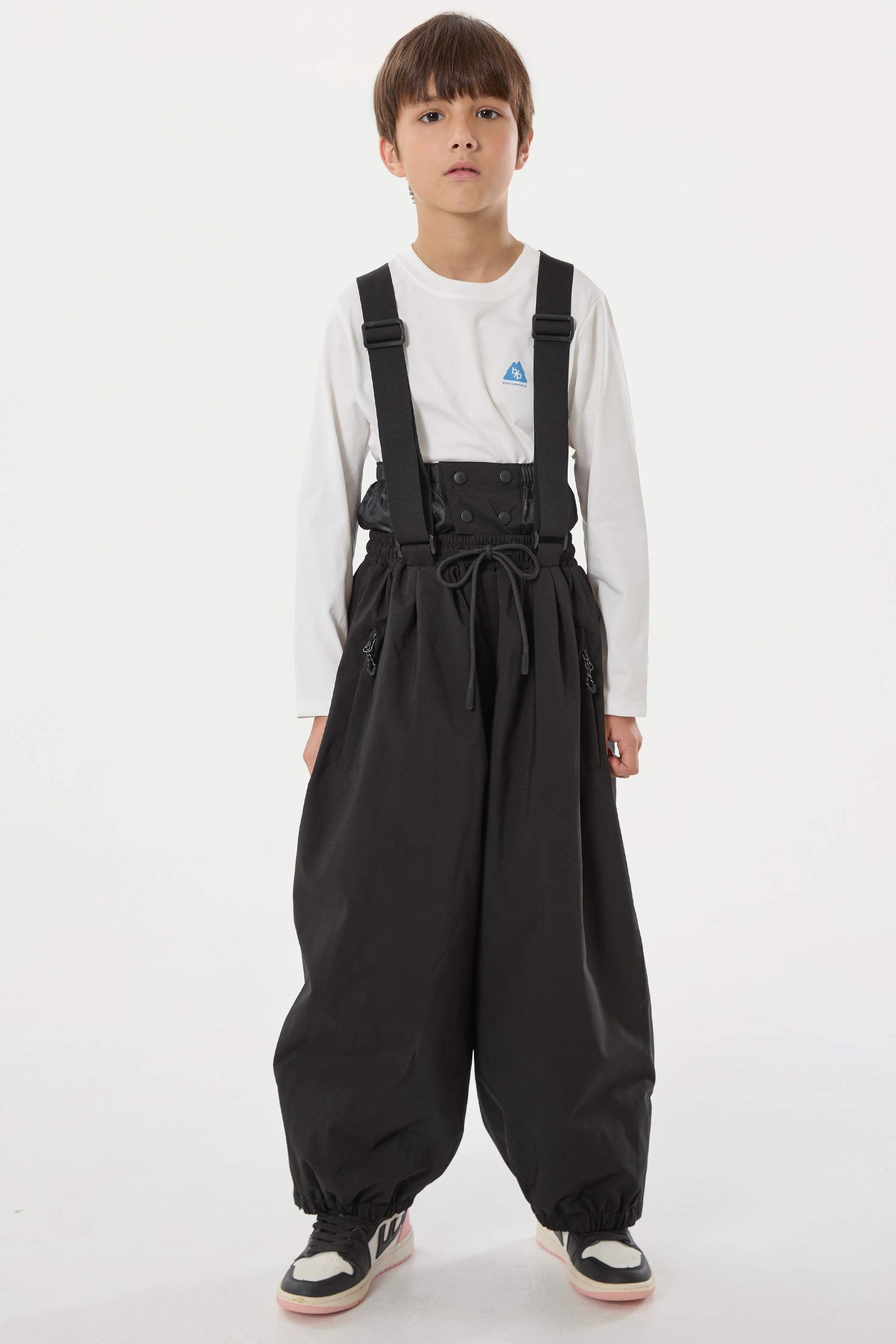 Kids’ Black Waterproof Snow Pants Balloon Ski Pants - Gsou Snow
