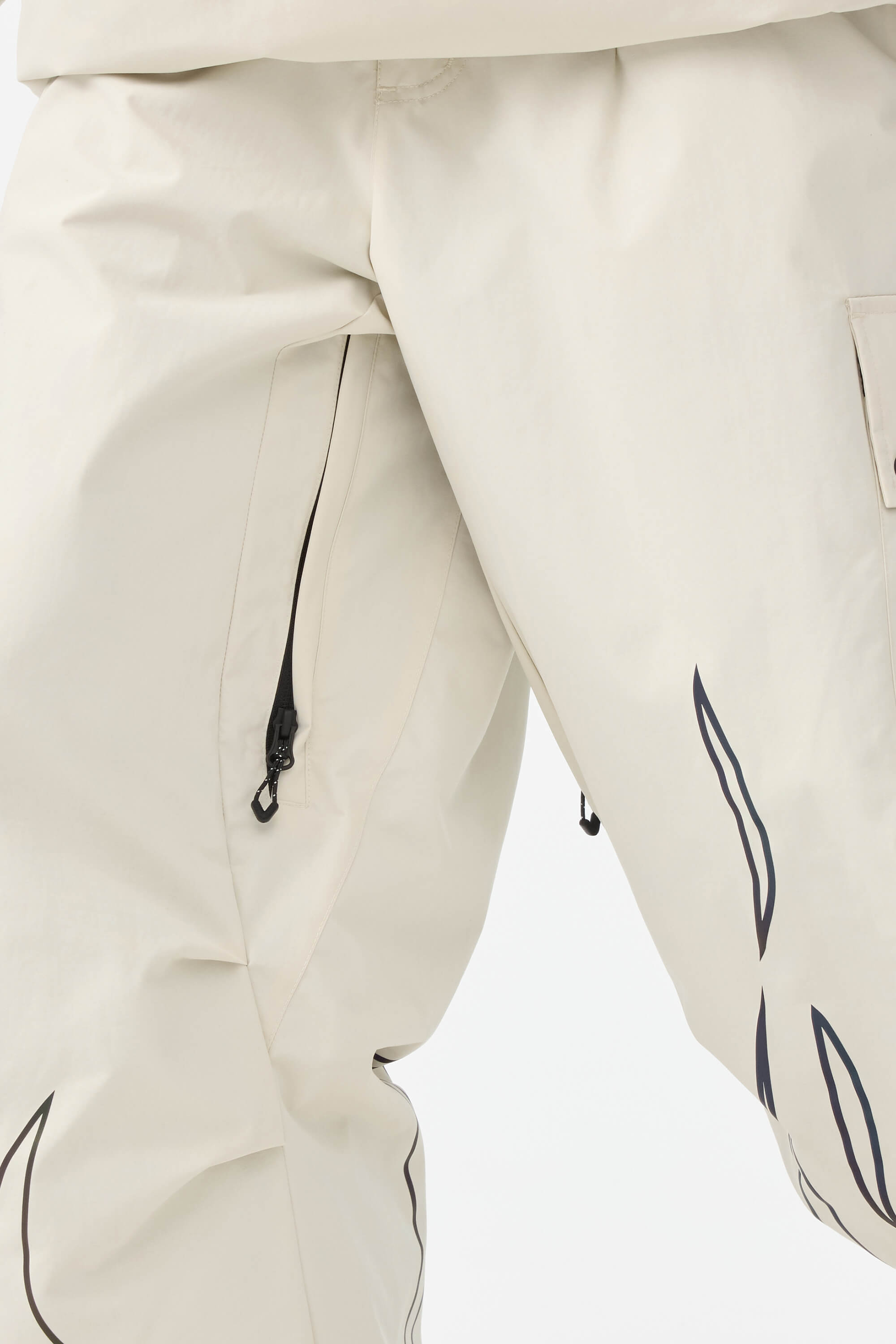 Women's Off White Reflective Flame Ski Pants Baggy Utility Snow Pants