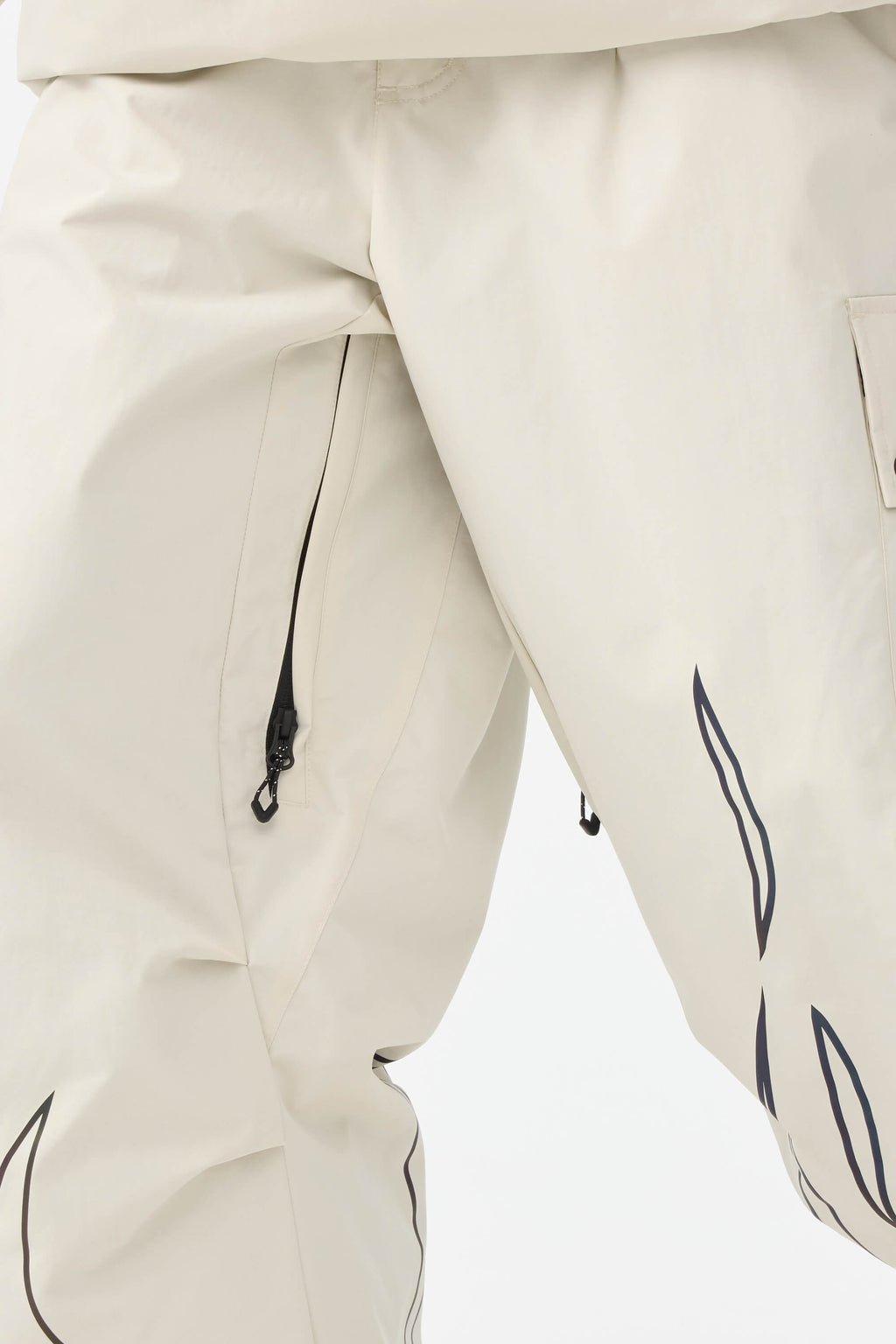 Women's Off White Reflective Flame Baggy Snow Pants Utility Ski Pants - Gsou Snow