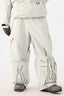 Men's Off White Reflective Flame Snow Pants Baggy Utility Ski Pants - Gsou Snow