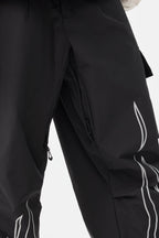 Women's Black Reflective Flame Loose-Fit Functional Snow Pants - Gsou Snow