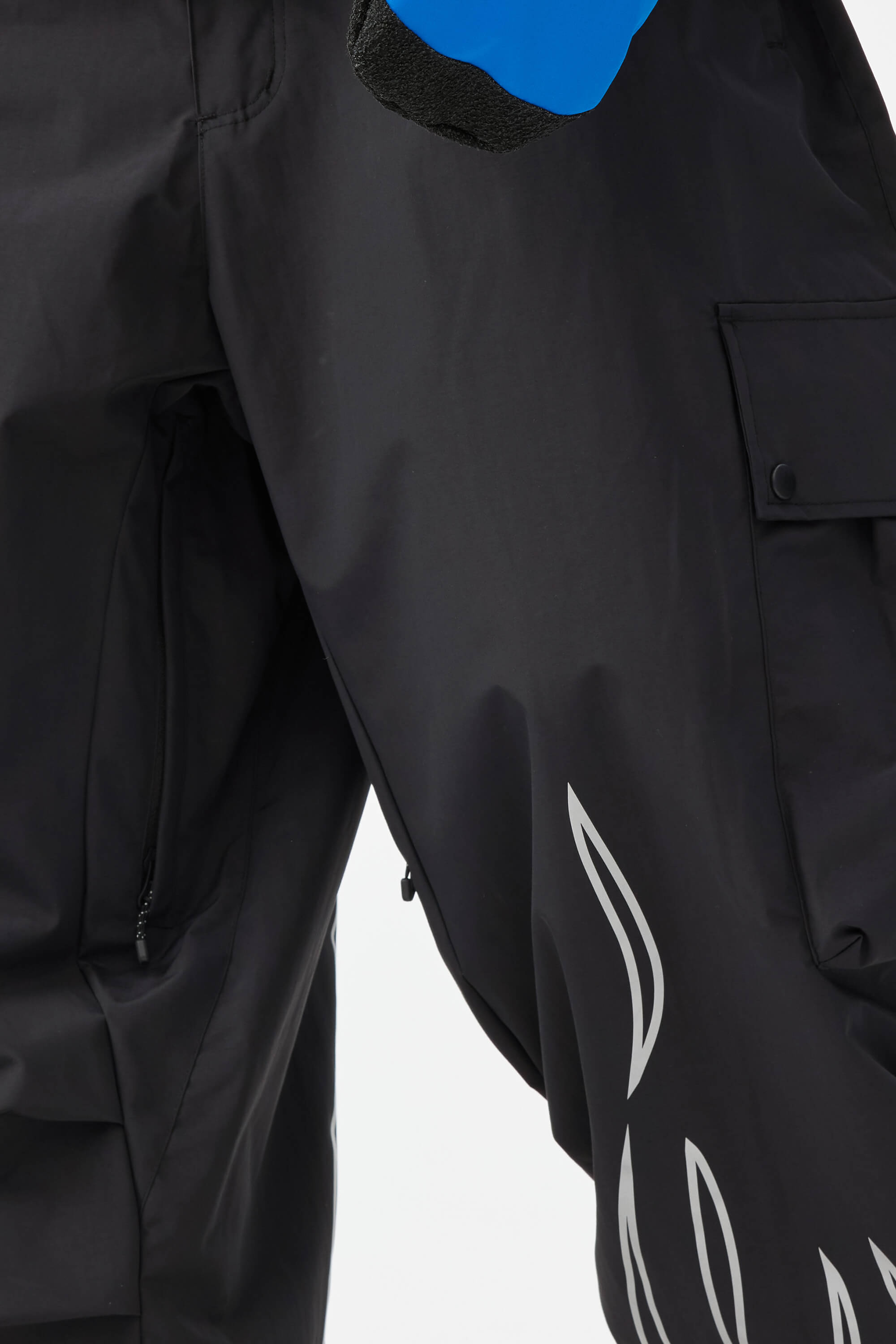 Men's Black Reflective Flame Baggy Snow Pants Utility Ski Pants - Gsou Snow