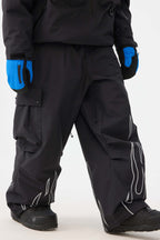 Men's Black Reflective Flame Baggy Snow Pants Utility Ski Pants - Gsou Snow