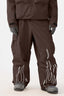 Men's Coffee Reflective Flame Baggy Snow Pants Utility Ski Pants - Gsou Snow