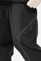 Women's Black Retro Track Ski Pants Reflective Piping Baggy Snow Pants