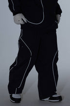 Women's Khaki Retro Track Reflective Piping Snow Pants Baggy Ski Pants - Gsou Snow