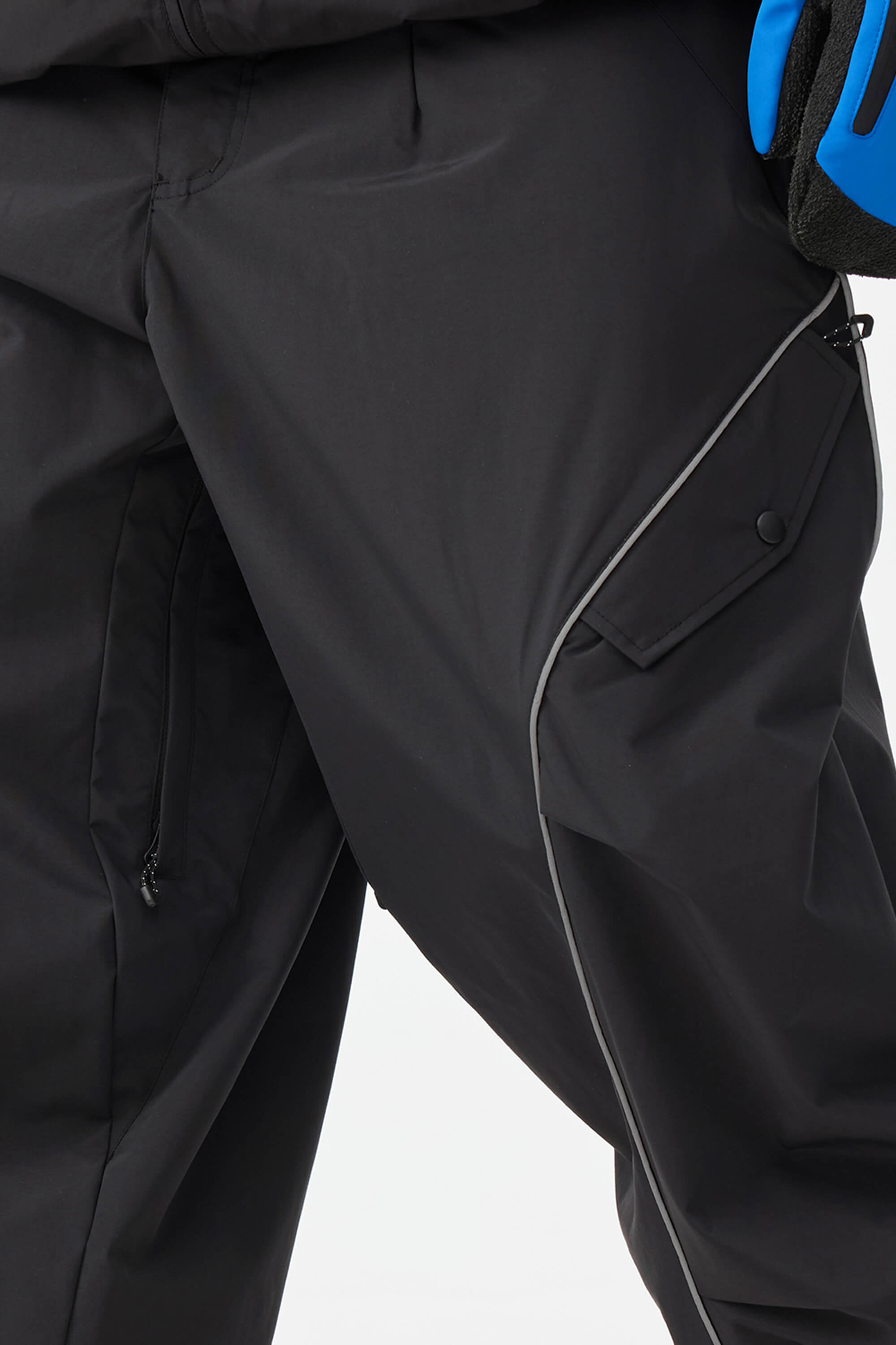 Men's Black Retro Track Snow Pants Reflective Piping Baggy Ski Pants - Gsou Snow