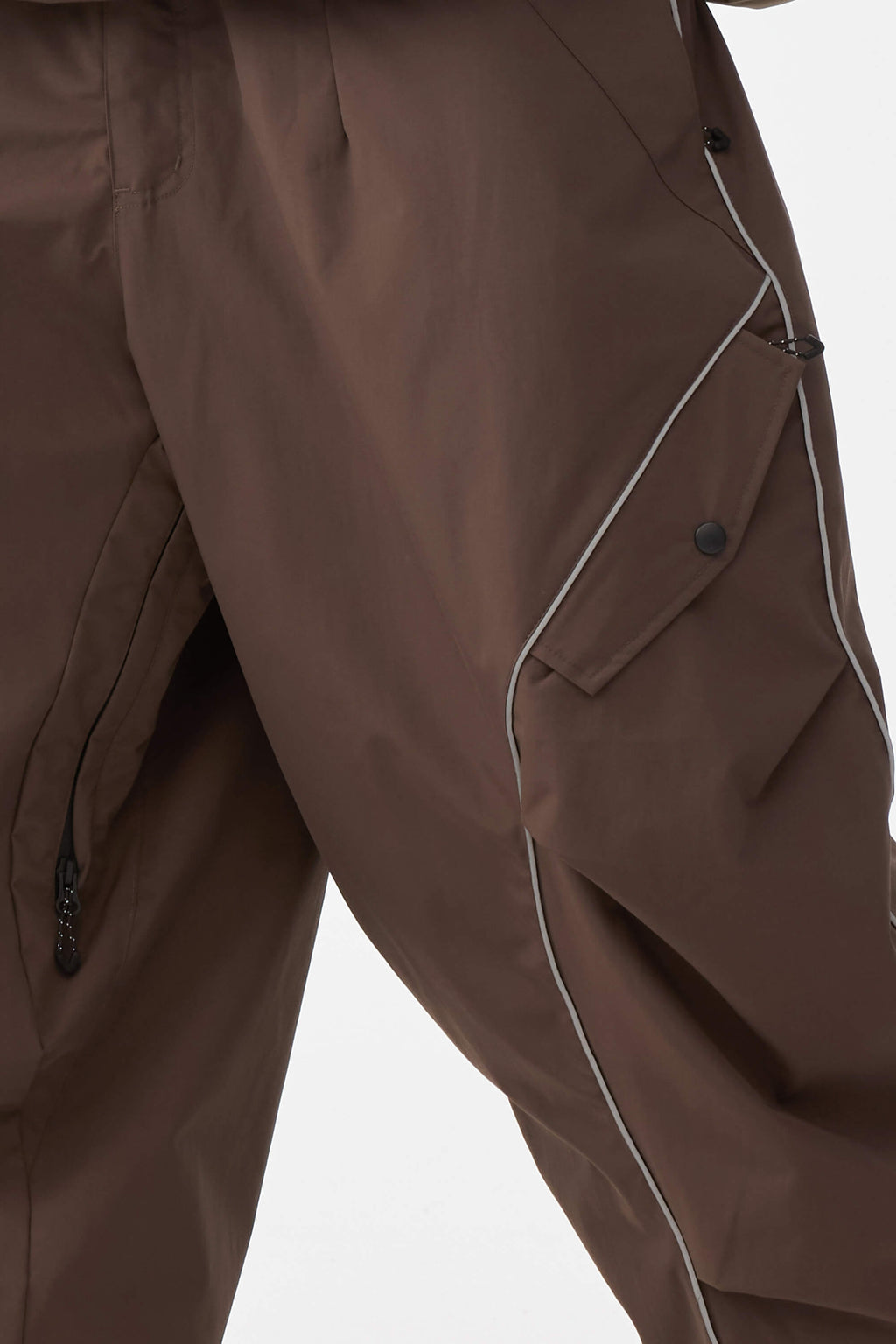 Men's Coffee Retro Track Snow Pants Reflective Piping Baggy Ski Pants - Gsou Snow