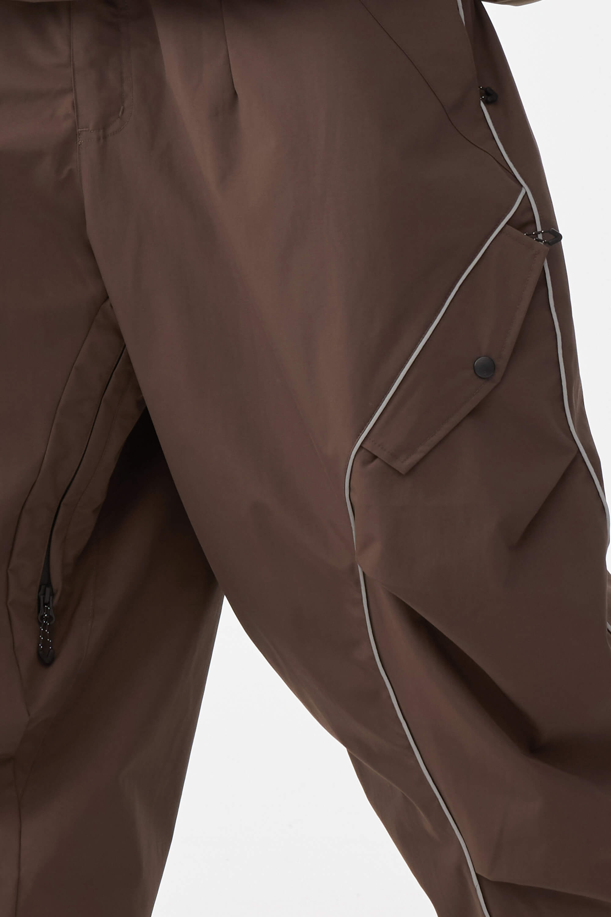 Men's Coffee Retro Track Ski Pants Reflective Piping Baggy Snow Pants Secondary image