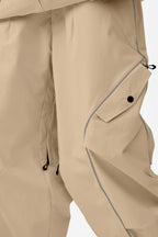 Women's Khaki Retro Track Reflective Piping Snow Pants Baggy Ski Pants - Gsou Snow