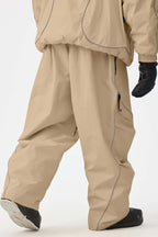 Men's Off White Retro Track Ski Pants Reflective Piping Baggy Snow Pants