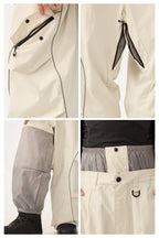 Women's Off White Retro Track Ski Pants Reflective Piping Baggy Snow Pants