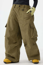 Women's Off White Baggy Structured Ski Pants Corduroy Snow Pants