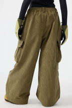 Women's Off White Baggy Structured Ski Pants Corduroy Snow Pants