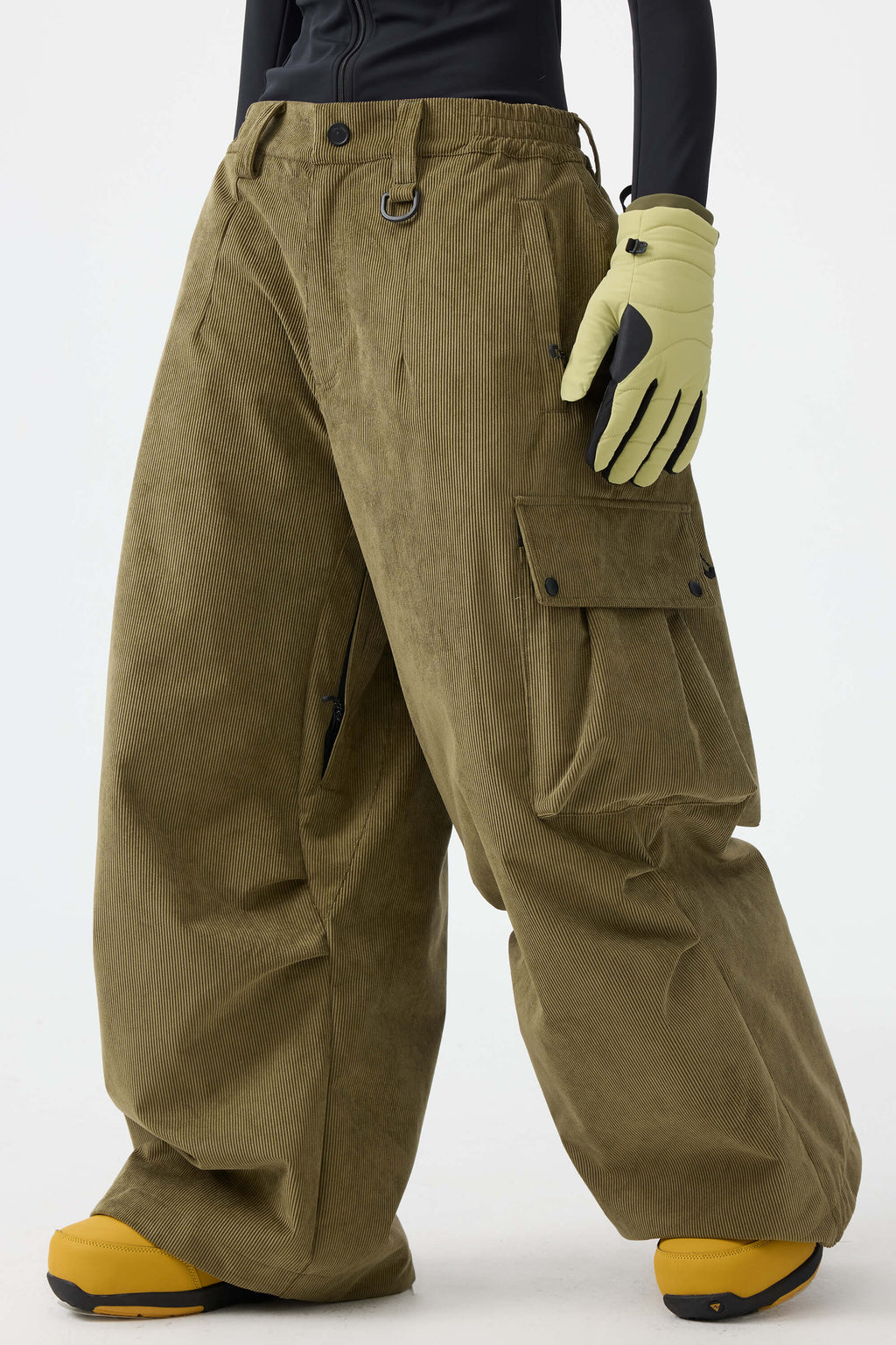 Women's Off White Baggy Structured Ski Pants Corduroy Snow Pants